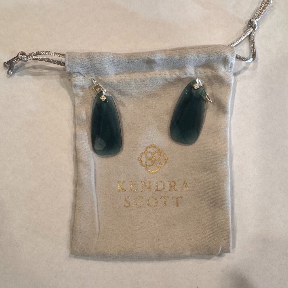 Kendra Scott Bluish Teal Translucent Drop Earrings with Silver Accent (w/Bag)